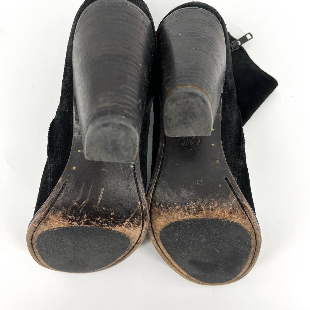 Frye Black Suede Heeled Side Zip Myra Ankle Boots (9.5) - Picture 10 of 10